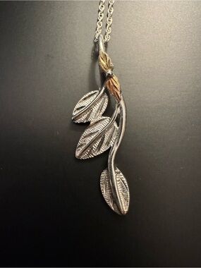 Black Hills Gold Sterling Silver & 12K Gold - Leaf Pendant Necklace
